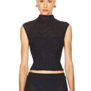 Camila Coelho Black Sheer Sleeveless Blouse NWT NEVER WORN